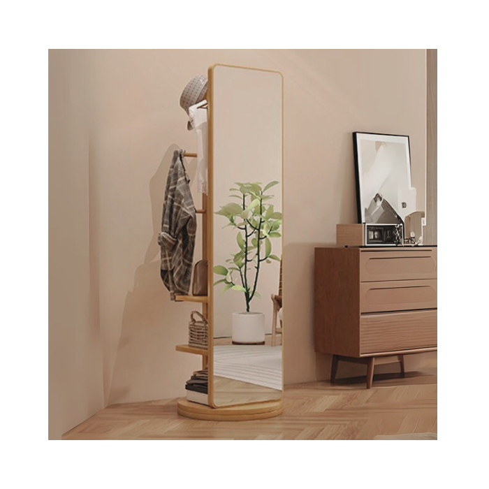 Dressing Mirror - With Storage (Natural Wood)